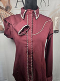 Ranch Horse show shirt with Contrast Piping - Burgundy