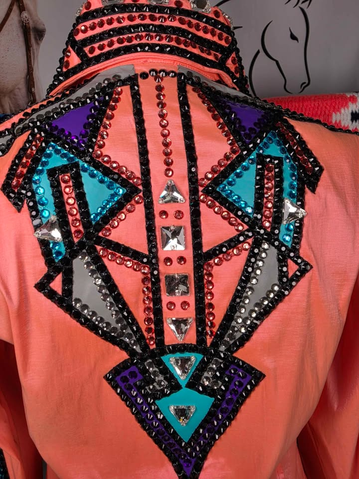 Peach Full Bling Show Set ✨ Show Shirt & Saddle Pad - large