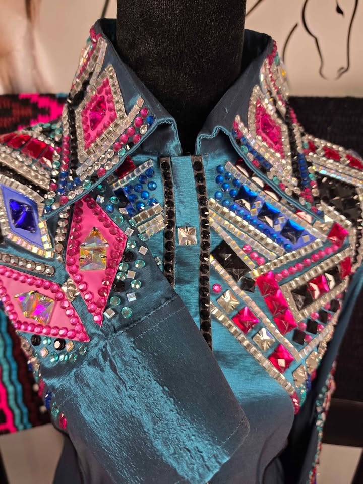 Western Show Shirt & Matching Oversized Saddle Pad 🩷💎 - Small