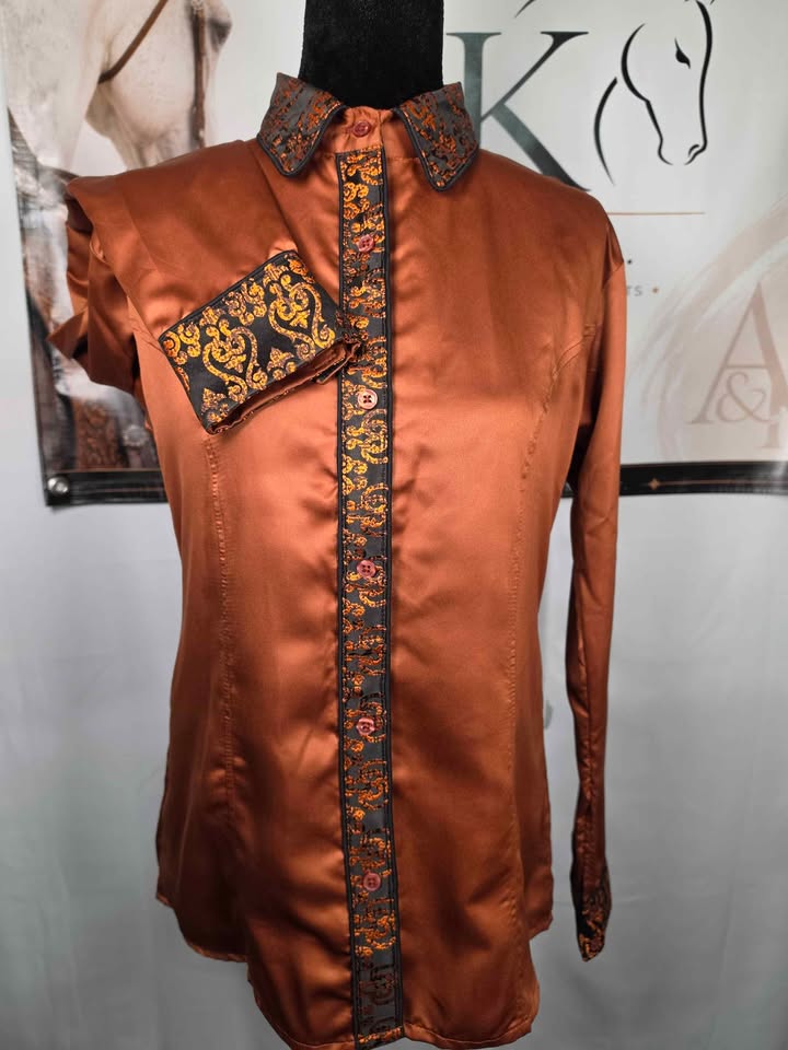 Rust Satin Western Ranch / Day Shirt 🤎 - MED