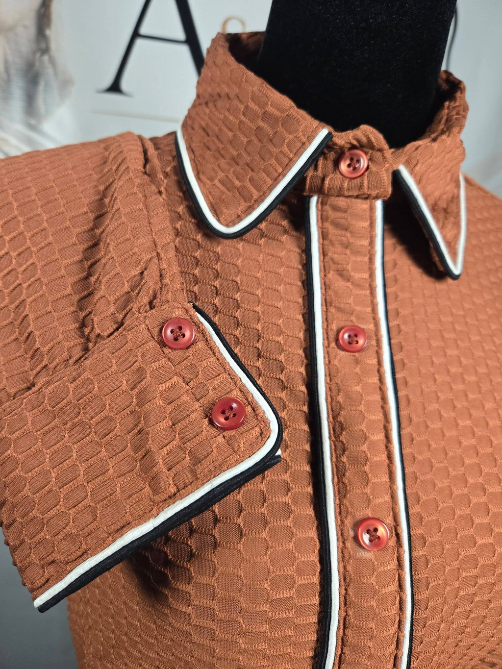 Rust Ranch Horse show shirt with Contrast Piping