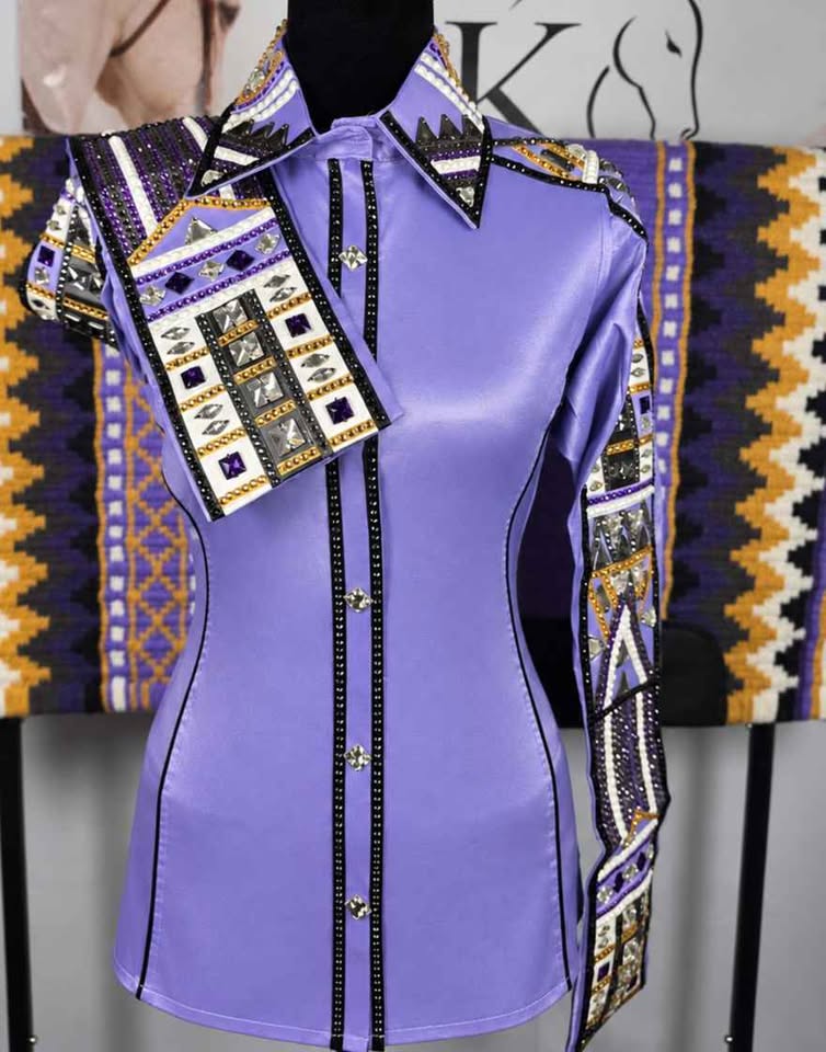 💜 Lilac Ladies’ Stretch Taffeta Show Shirt & Matching Pad 💜 - Large