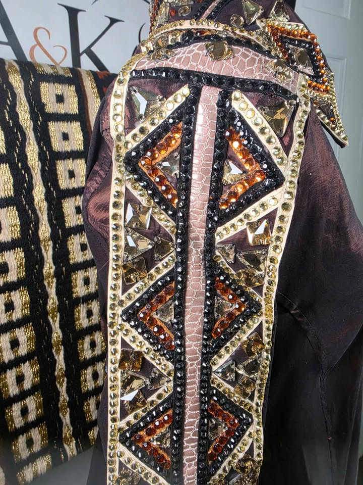 ✨ CHOCOLATE, COPPER & GOLD WOMEN’S WESTERN HORSE SHOW SHIRT & MATCHING PAD ✨🤎 - XL