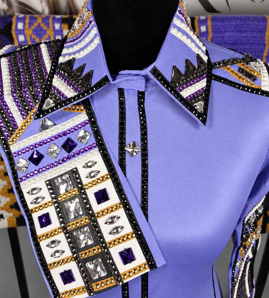 💜 Lilac Ladies’ Stretch Taffeta Show Shirt & Matching Pad 💜 - Large