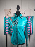 Aqua Western Show Shirt & Oversized Saddle Pad  - Set - Size Small