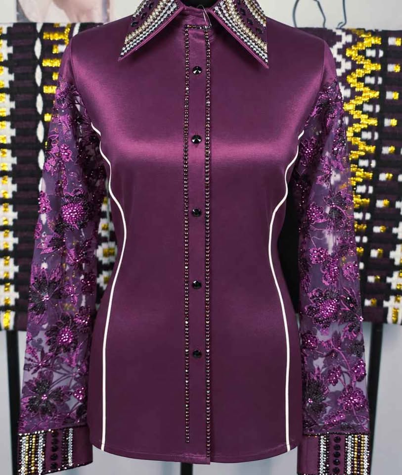 💜 Dark Plum Western Show Shirt + Matching Pad 💜 - Large