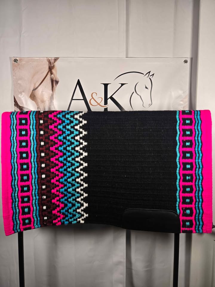 Black Western Show Shirt & Matching Oversized Saddle Pad - Size Large