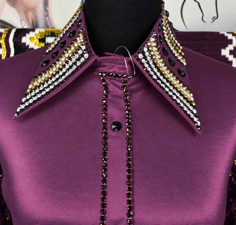 💜 Dark Plum Western Show Shirt + Matching Pad 💜 - Large