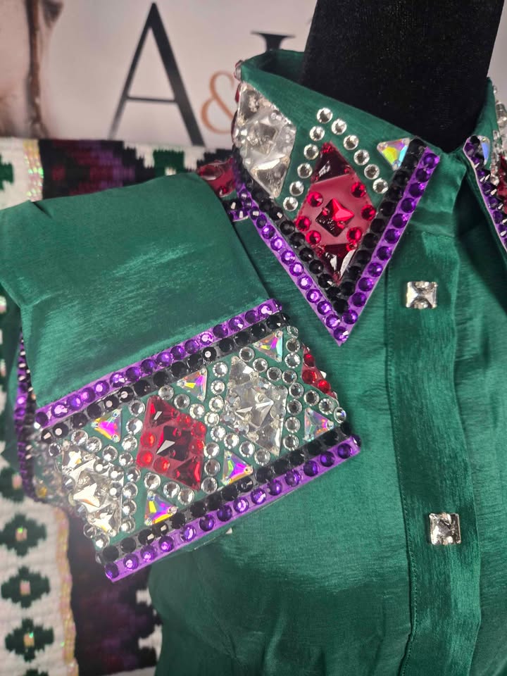 Emerald Green Western Show Shirt & Matching Oversized Saddle Pad