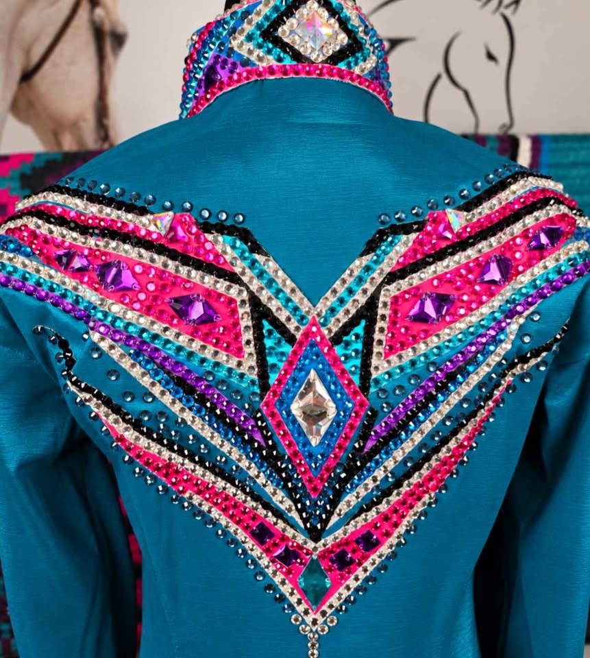 💎 TURQUOISE WESTERN HORSEMANSHIP SHIRT & Matching Saddle Pad💎