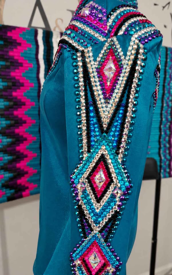 💎 TURQUOISE WESTERN HORSEMANSHIP SHIRT & Matching Saddle Pad💎