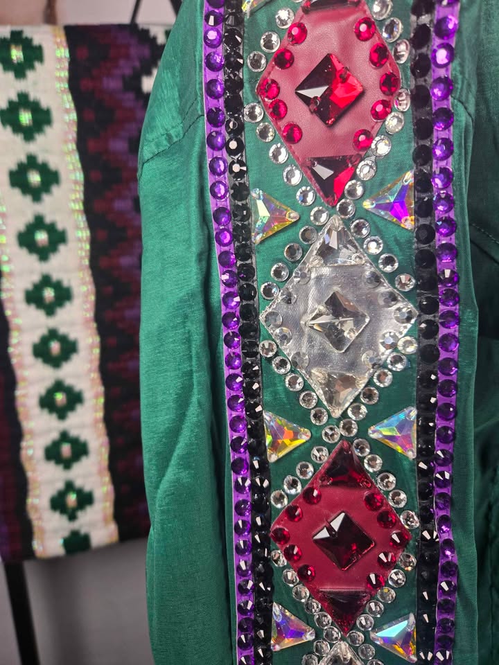 Emerald Green Western Show Shirt & Matching Oversized Saddle Pad