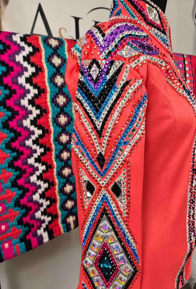 DARK CORAL Western Show Shirt & Matching Oversized Pad