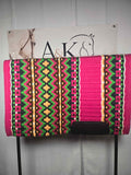 Fuschia, Green, Peach & Brown Oversized Saddle Pad - 34"x42"