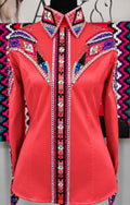 DARK CORAL Western Show Shirt & Matching Oversized Pad