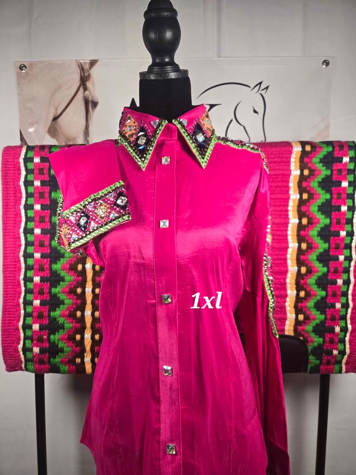 FUCHSIA WESTERN SHOW SHIRT & Matching Oversized Saddle Pad - Set