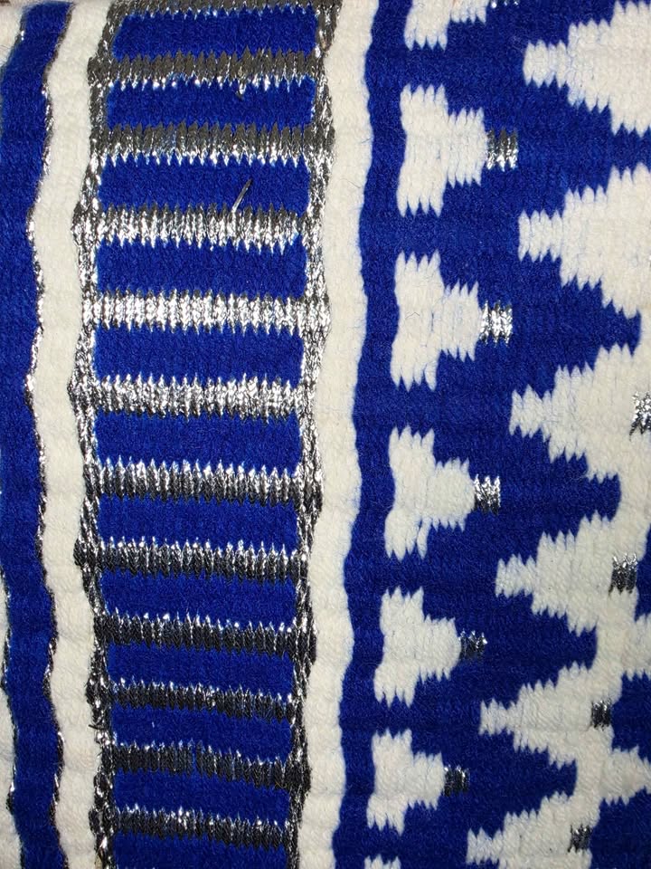 Royal Blue, White & Silver Oversized Saddle Pad - 34"x42"
