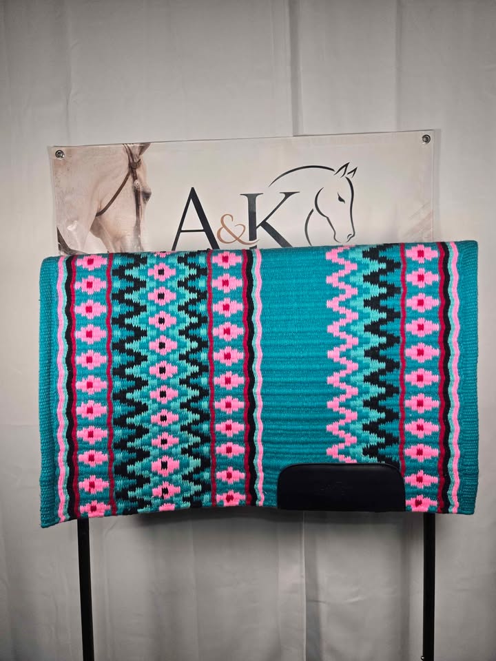 Turquois, Pink, Red, Dark Teal Oversized Saddle Pad - 34"x42"