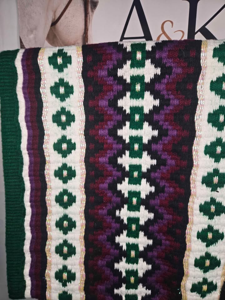 Hunter Green, Plum & White Oversized Saddle Pad - 34"x42"