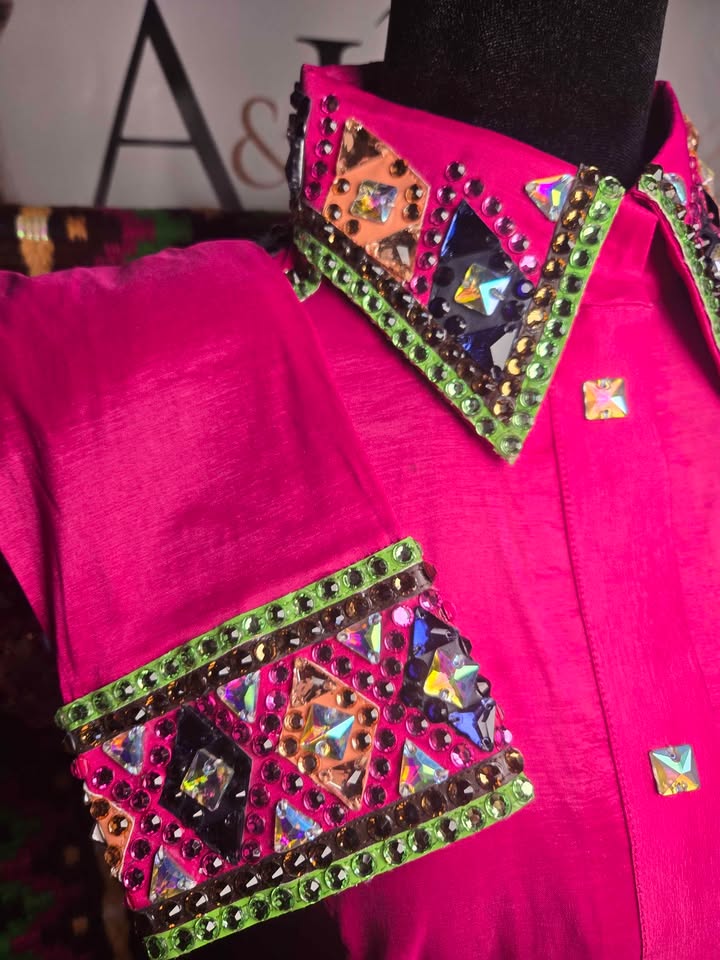 FUCHSIA WESTERN SHOW SHIRT & Matching Oversized Saddle Pad - Set
