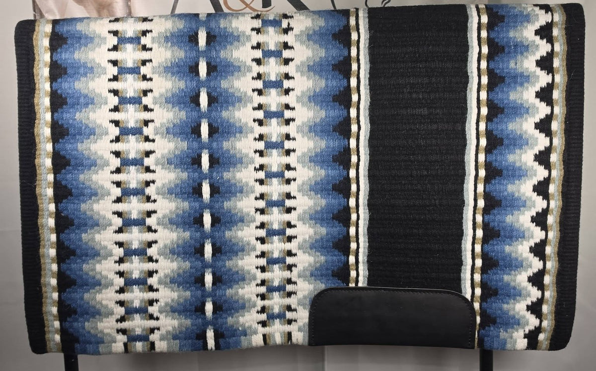 Slate Blue, Black, White & Grey Oversized Saddle Pad - 34"x42"