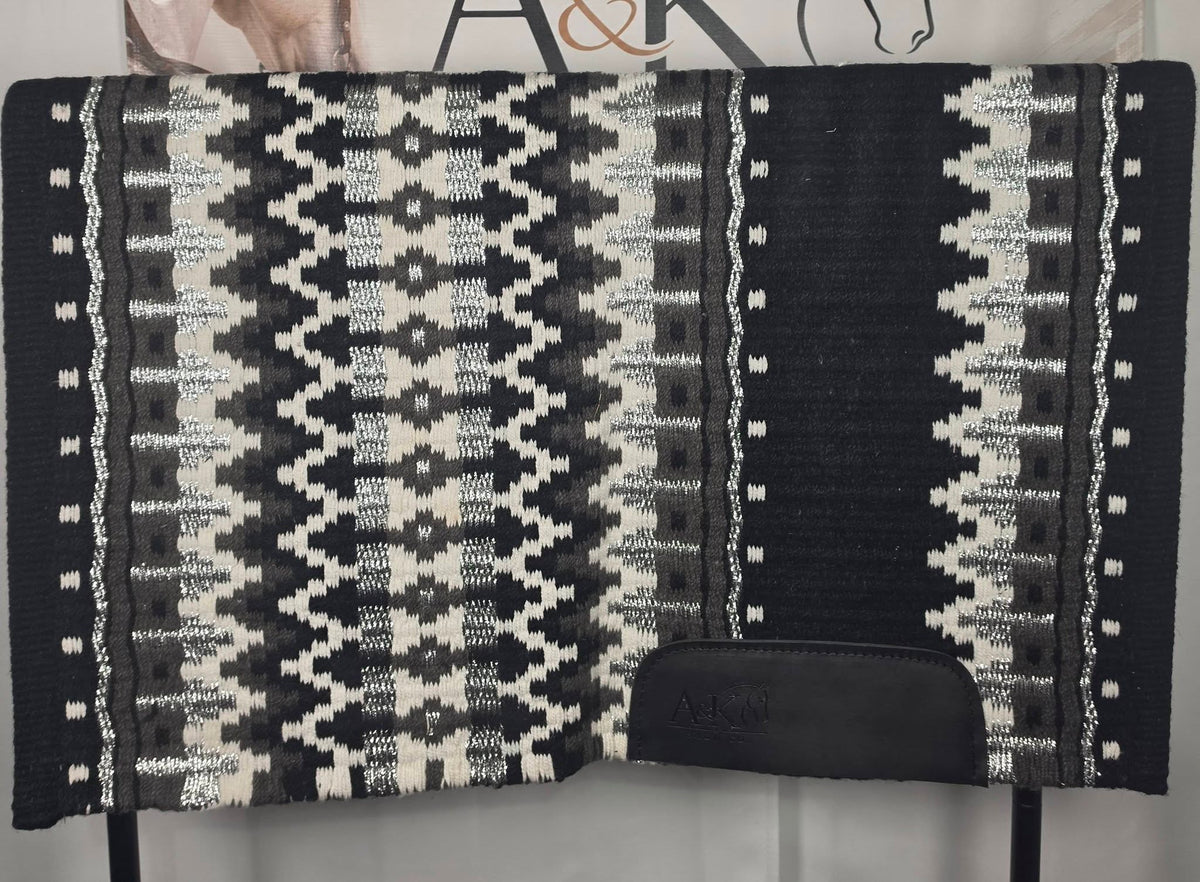 Black, Grey & Charcoal & Silver Oversized Saddle Pad - 34"x42"
