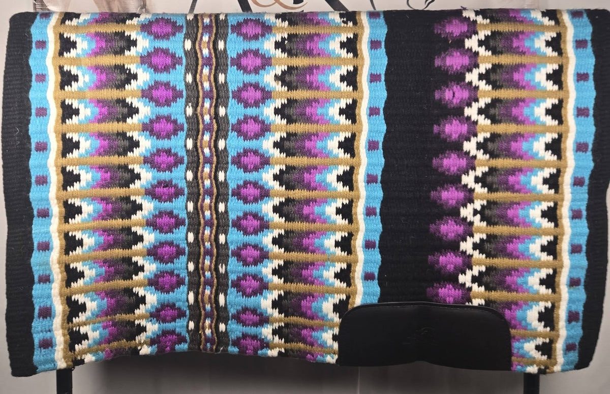 Purple, Tan, Sky Blue, White & Black Oversized Saddle Pad - 34"x42"