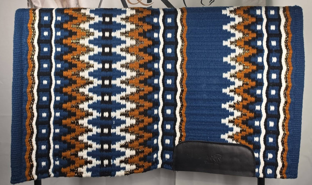 Blue, Metallic Copper, Rust, White and Black Oversized Saddle Pad - 34"x42"