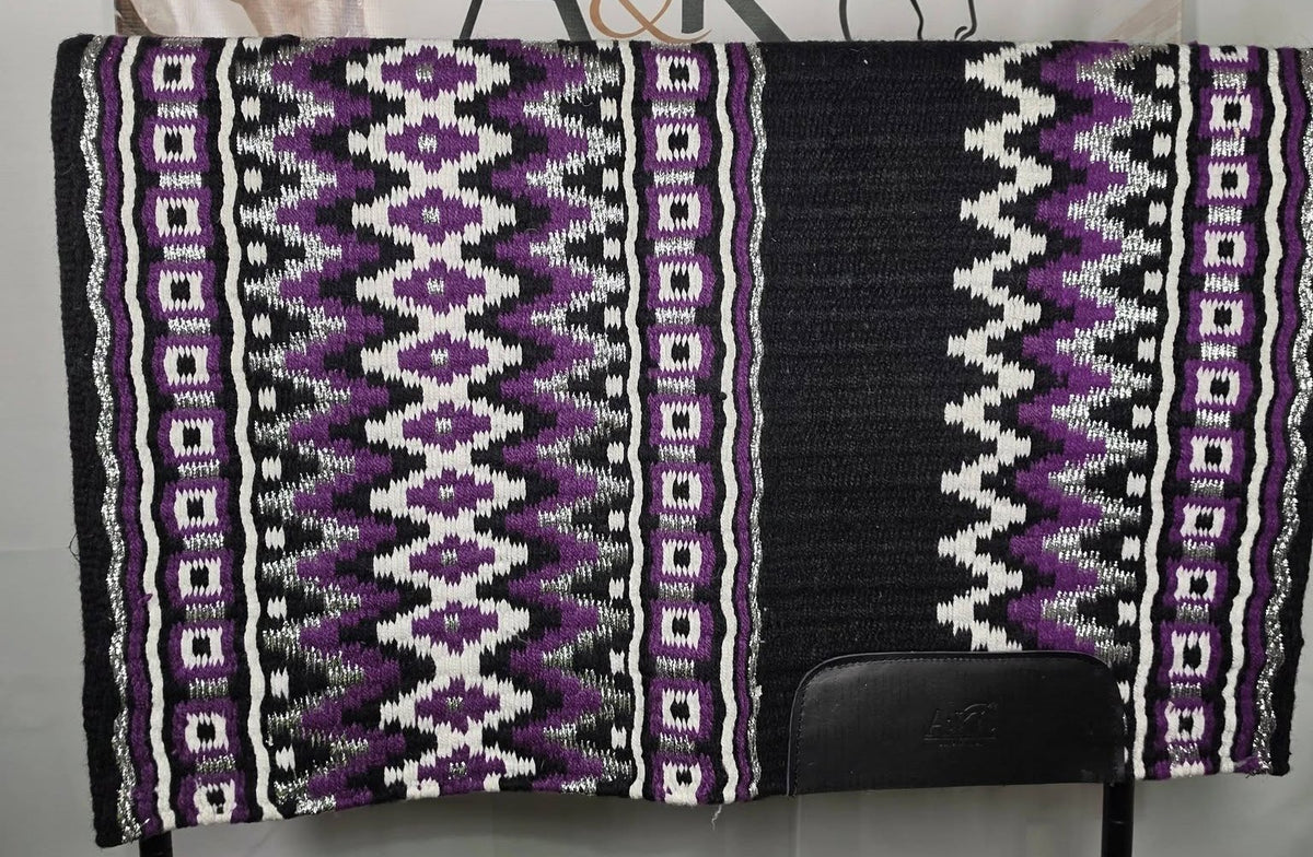 Purple, Black, White & Silver Oversized Saddle Pad - 34"x42"